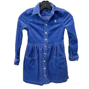 Polo Ralph Lauren girls Periwinkle blue Wide corduroy shirt dress Size 7